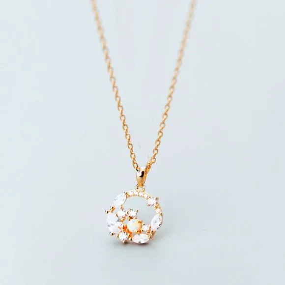 Gold Vermeil Rose Gold Fire Opal Floral Necklace - Picture 6 of 9